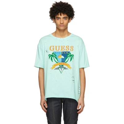 Shop Alchemist Blue Guess Edition Logo T-shirt In Fair Aqua