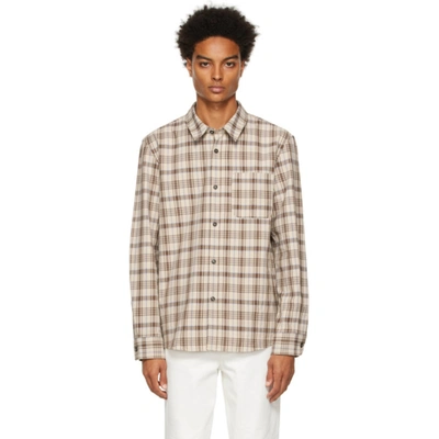 Shop Apc Brown Check Trek Shirt In Cab Camel