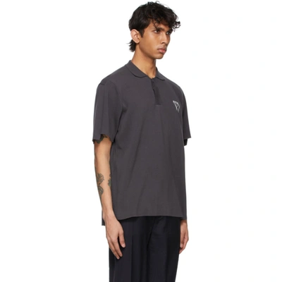 Shop Ader Error Grey Needle Logo Pk Polo In Charcoal