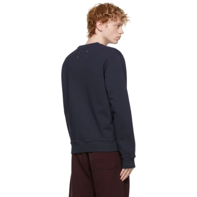 Shop Maison Margiela Blue Logo Sweatshirt In 510 Indigo