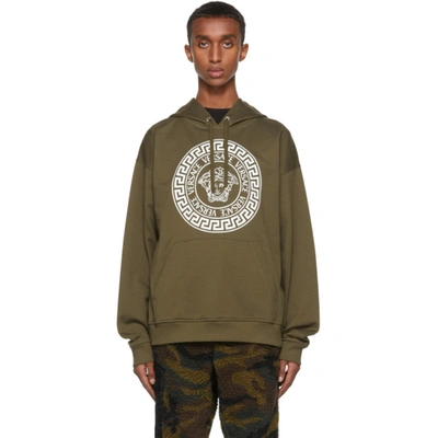 Shop Versace Green Medusa Hoodie In 1k250 Olive