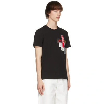 Shop Alexander Mcqueen Black Mix Labels T-shirt In 0901black/m