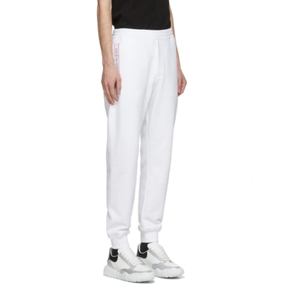 Shop Alexander Mcqueen White French Terry Logo Lounge Pants In 0910 White/mix