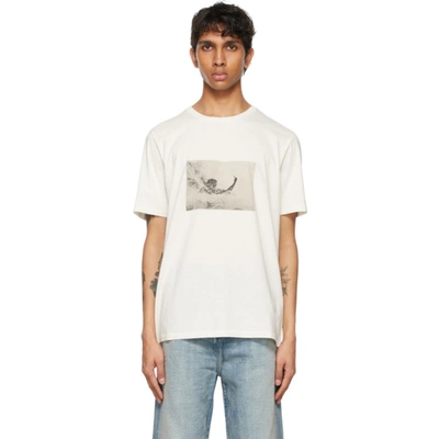 Shop Saint Laurent Off-white Wave Surfer T-shirt In 9285 Ecrsep