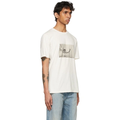 Shop Saint Laurent Off-white Wave Surfer T-shirt In 9285 Ecrsep