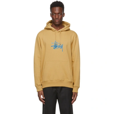 Stussy Beige Embroidered Stock Logo Hoodie In Yellow | ModeSens