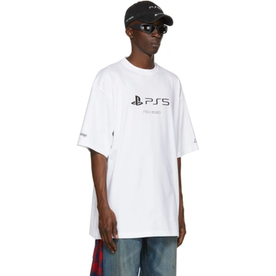 Shop Balenciaga White Sony Playstation Edition Boxy T-shirt In 9040 White/black