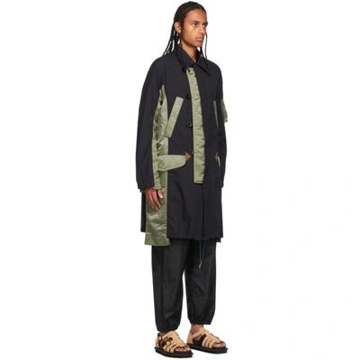 Shop Sacai Navy & Khaki Military Coat In 212 Navy/khaki