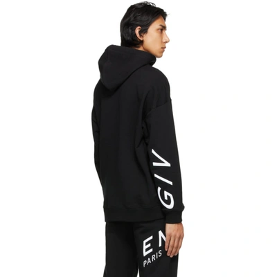 Shop Givenchy Black Embroidered Refracted Logo Hoodie In 004 Black/w