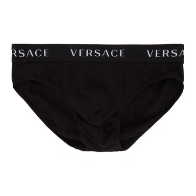 Shop Versace Black Logo Band Briefs In A1008 Blk