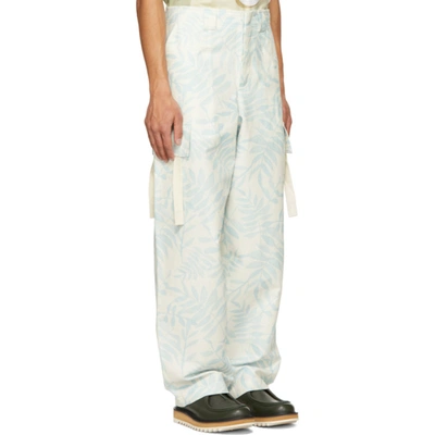 Shop Jacquemus Blue 'le Pantalon Alzu' Cargo Pants In Print Blue Leaves