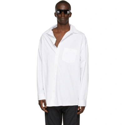 Shop Balenciaga White Poplin Off-shoulder Shirt In 9000 White