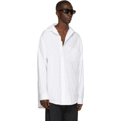 Shop Balenciaga White Poplin Off-shoulder Shirt In 9000 White
