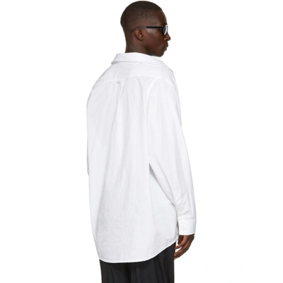 Shop Balenciaga White Poplin Off-shoulder Shirt In 9000 White