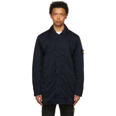 Shop Stone Island Navy Nylon Batavia-tc Trench Coat In V0020 Navy Blue