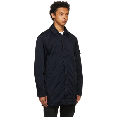 Shop Stone Island Navy Nylon Batavia-tc Trench Coat In V0020 Navy Blue