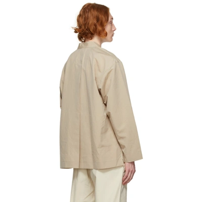 Shop Issey Miyake Beige Taffeta Packable Shirt In 42-beige/soil Brown