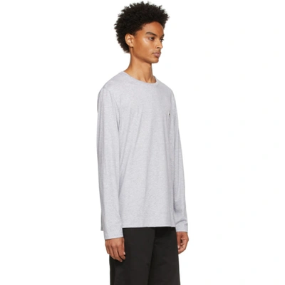 Shop Lacoste Grey Pima Cotton Long Sleeve T-shirt In Argent Chine