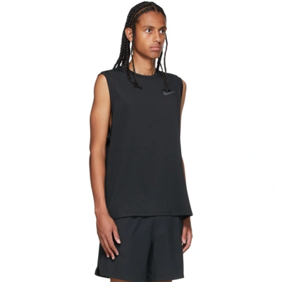 Shop Nike Black Dri-fit Pro Tank Top In Black/dark Grey