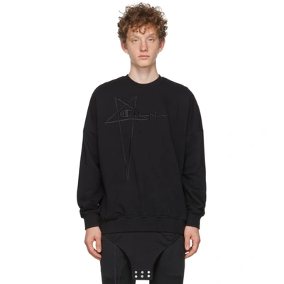 Shop Rick Owens Black Champion Edition Pullover Sweatshirt In 09 Black