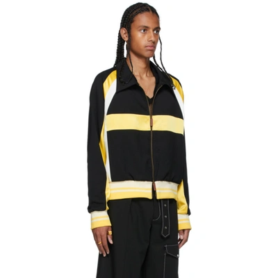 Shop Wales Bonner Black & Yellow Wool Isaacs Jacket