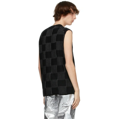 Shop Comme Des Garçons Homme Deux Black & Silver Check Pattern Sweater In 1 Black