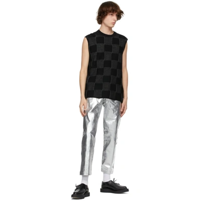 Shop Comme Des Garçons Homme Deux Black & Silver Check Pattern Sweater In 1 Black