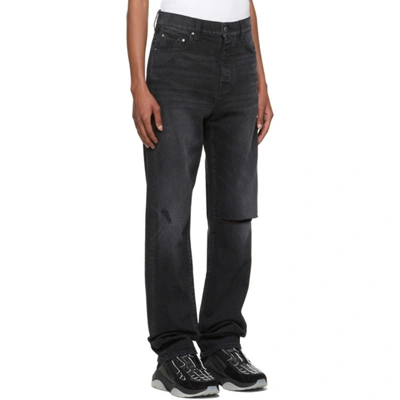 Shop Amiri Black Straight Fit Slit Jeans In Aged Black