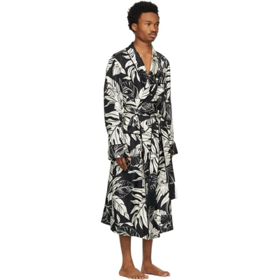 Shop Tom Ford Black & White Silk Twill Robe In 101 Blkwht