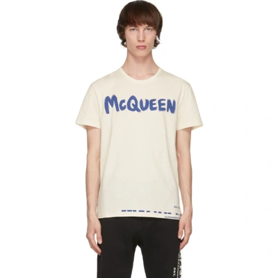 Shop Alexander Mcqueen Beige Graffiti T-shirt In 0906 Cream/mix