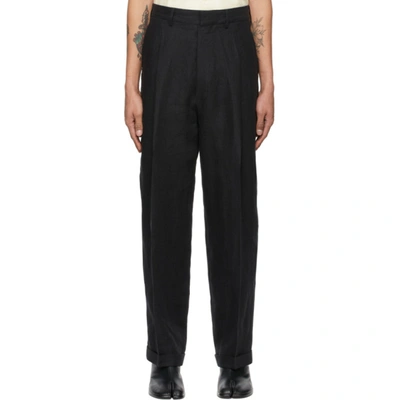 Shop Maison Margiela Black Linen Trousers In 900 Black