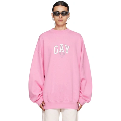 Shop Balenciaga Pink 'pride' Sweatshirt In 5861 Pink