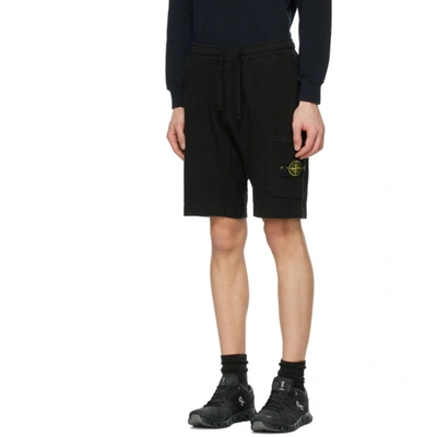 Shop Stone Island Black Bermuda Cargo Shorts In V0029 Black