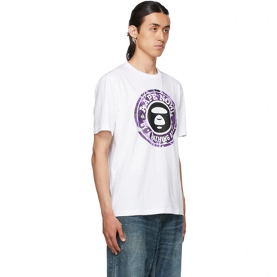 Shop Aape By A Bathing Ape White & Purple Logo T-shirt In Whx White