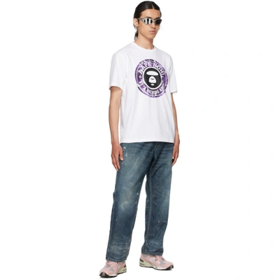 Shop Aape By A Bathing Ape White & Purple Logo T-shirt In Whx White