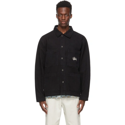 Shop Stussy Black Canvas Chore Jacket