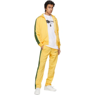Shop Palm Angels Yellow & Green Striped Classic Track Pants In Yellow Gree