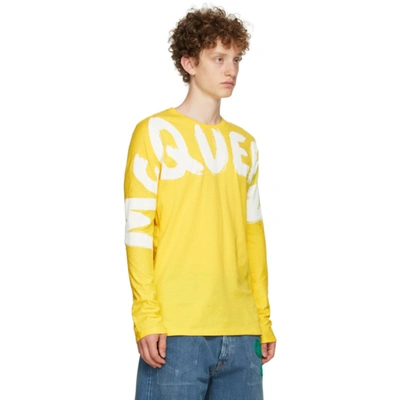 Shop Alexander Mcqueen Yellow Graffiti Kimono Sleeve Long Sleeve T-shirt In 0908 Yellow/mix