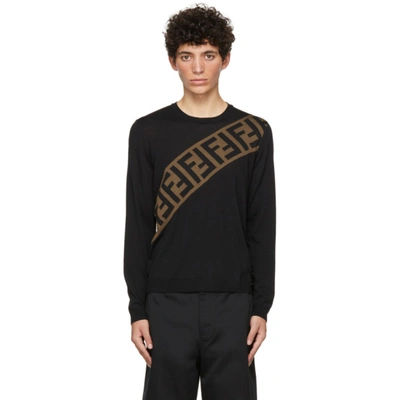 Shop Fendi Black Diagonal 'forever ' Sweater In F0qa1 Black