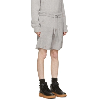 Shop Helmut Lang Grey Wool Distressed Shorts In Grey Melange - Q91