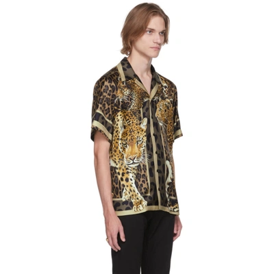 Shop Dolce & Gabbana Multicolor Silk Leopard Print Short Sleeve Shirt
