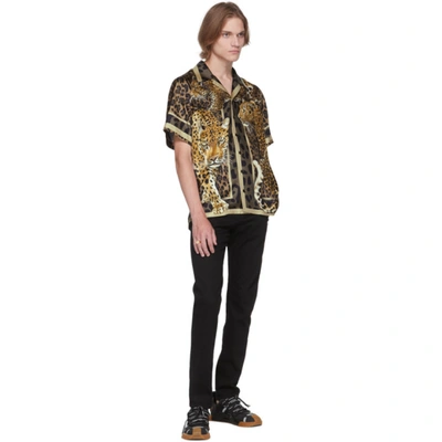 Shop Dolce & Gabbana Multicolor Silk Leopard Print Short Sleeve Shirt