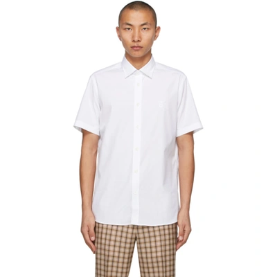 Shop Burberry White Sherwood Short Sleeve Shirt