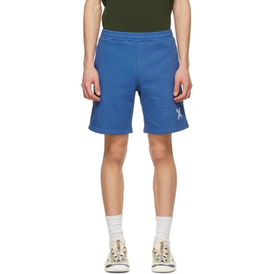 Shop Kenzo Blue Fleece Sport 'little X' Shorts In 70 - Cobalt