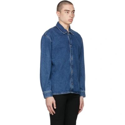 Shop Frame Blue Organic Denim Loose Fit Shirt In Blue Washed