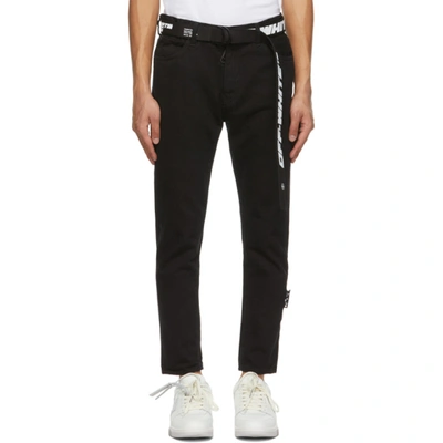 Shop Off-white Black Slim Fit Belted Jeans