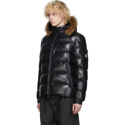 Shop Moncler Black Down Marque Jacket In 999 Black