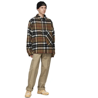 Shop We11 Done Tan Wool Check Shirt In Camel