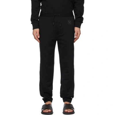 Shop Ermenegildo Zegna Black Logo Lounge Pants In K09 Black