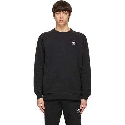 Shop Adidas Originals Black Trefoil Essentials Crewneck Sweatshirt